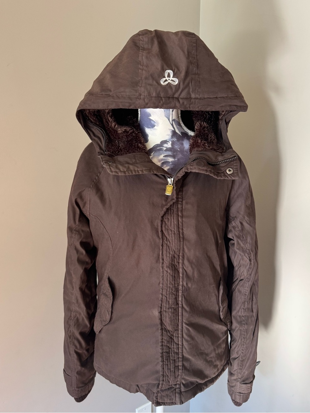 TNA Brown Hooded Winter Bomber Jacket With Faux-Fur Trim
